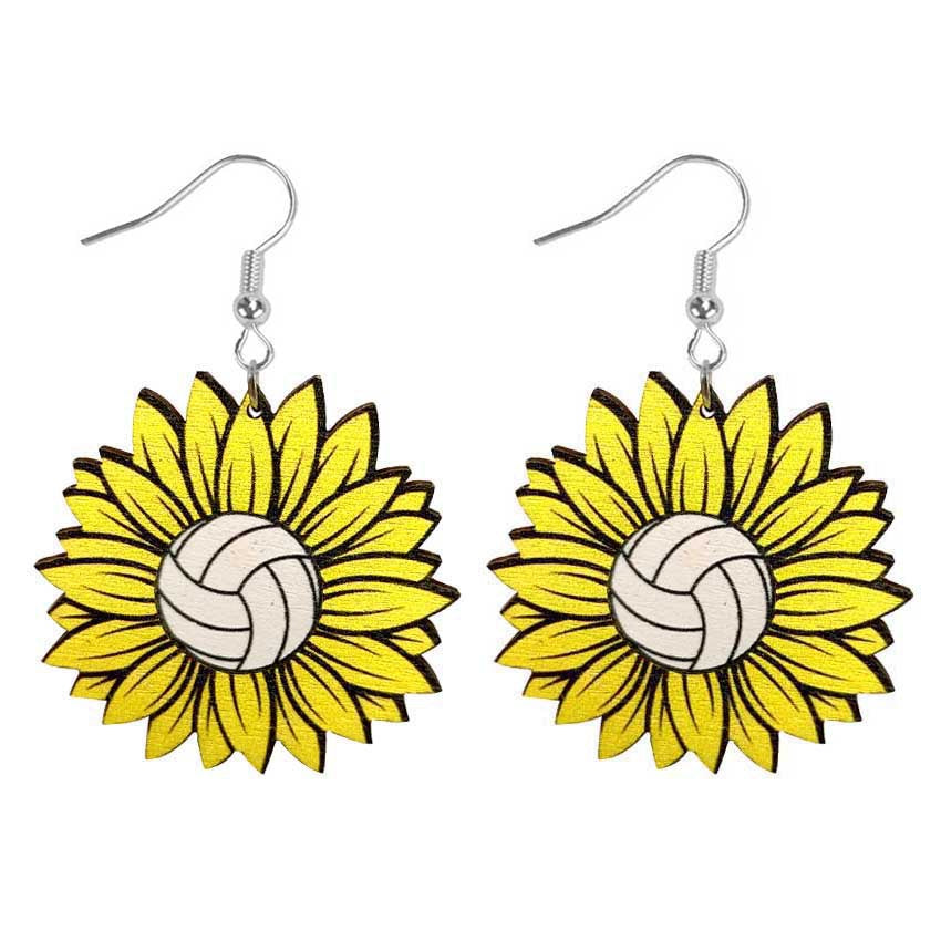 Wholesale Sunflower Wooden Earrings